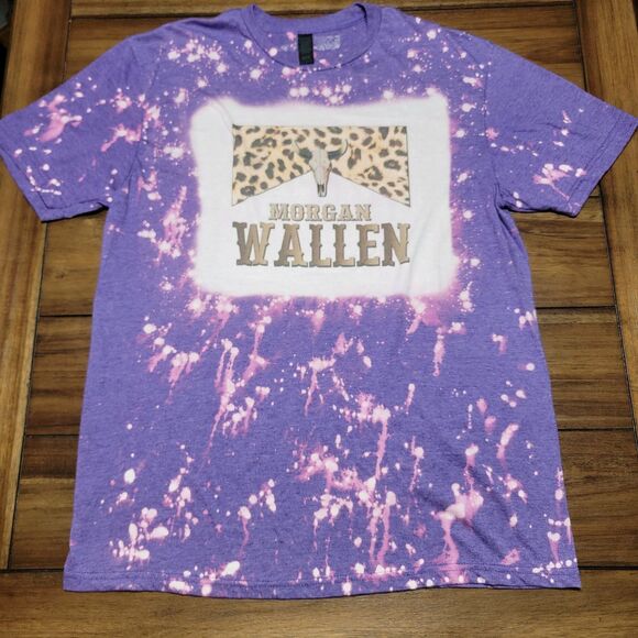 Morgan Wallen SS Bleach Dyed Purple Tee - Size Large - Picture 2 of 4